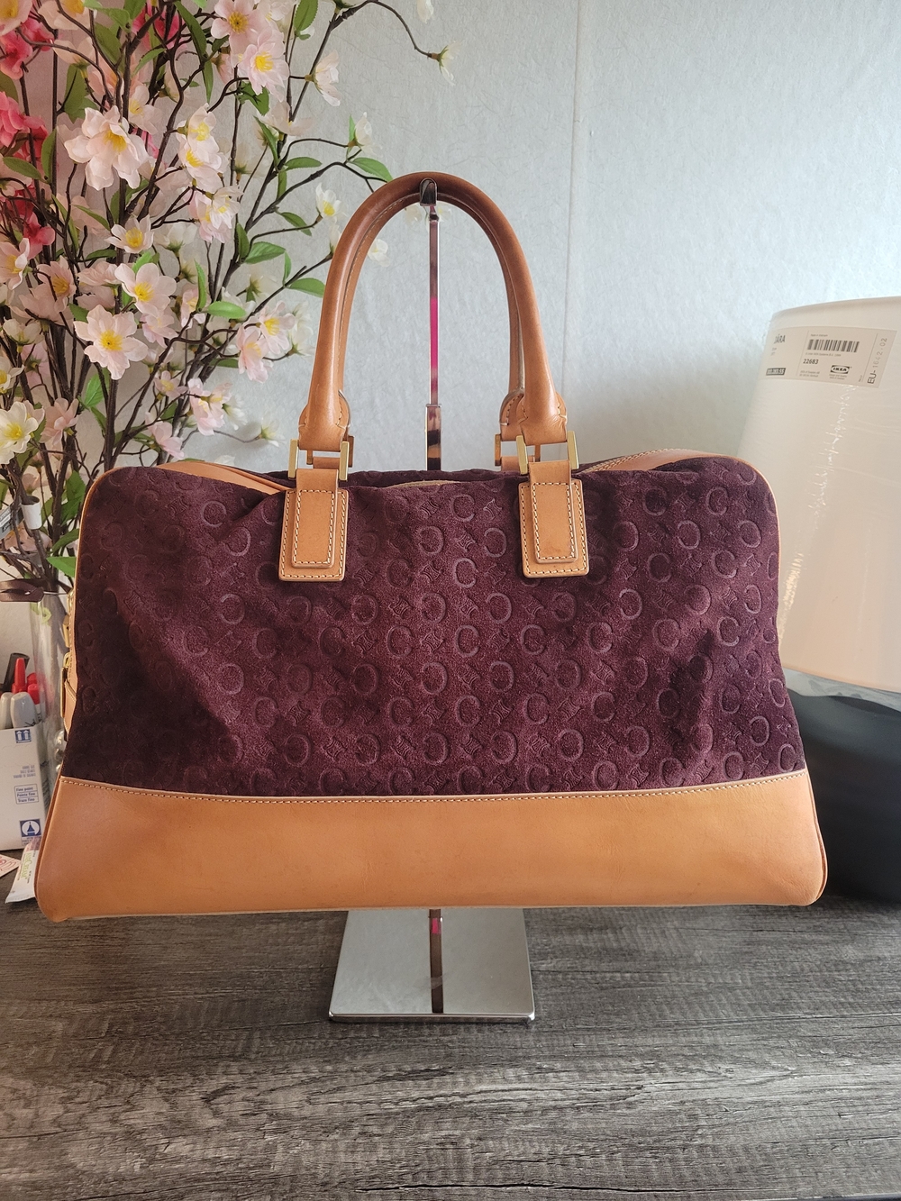 Celine Suede Boston Bag